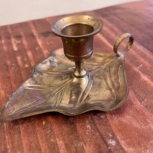 Vintage Brass Leaf Candle Holder